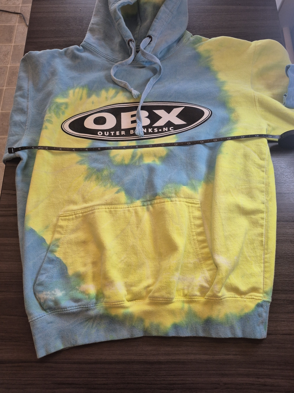 OBX Tie-Dye Pullover Hoodie in Blue and Yellow - Picture 11 of 13